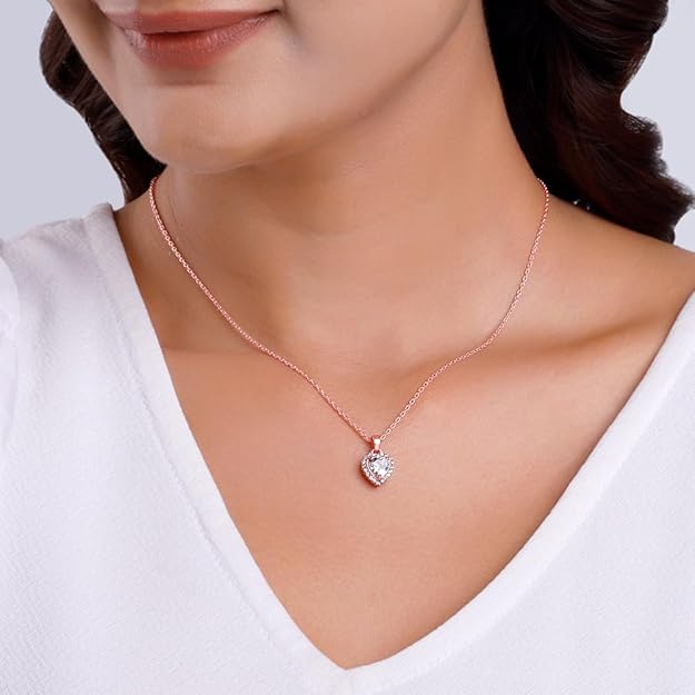 GIVA 925 Silver Rose Gold Affection Pendant with Link Chain For Valentine's Day